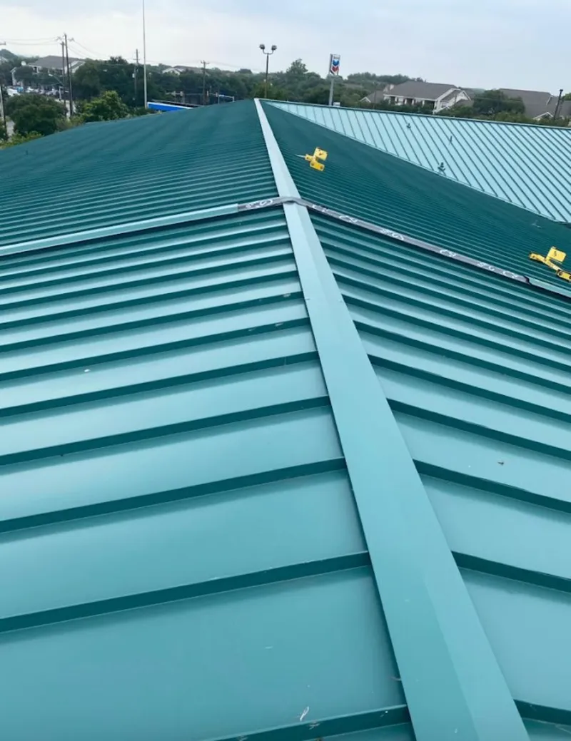 Green commercial metal roof ridge and valley for Metal Roof Repair in The Hammocks